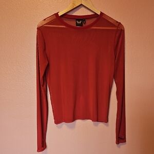 Girrlscout Red Sheer Long Sleeve Top